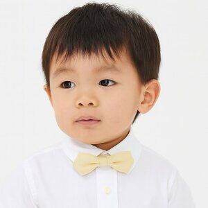 NWT Janie and Jack Pale Yellow Linen Bow Tie Velcro Size 6 and Up